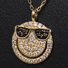 画像6: K18ダイヤモンドネックレス スマイルマーク サングラス D0.35 3.7g AJ付45cm (6)