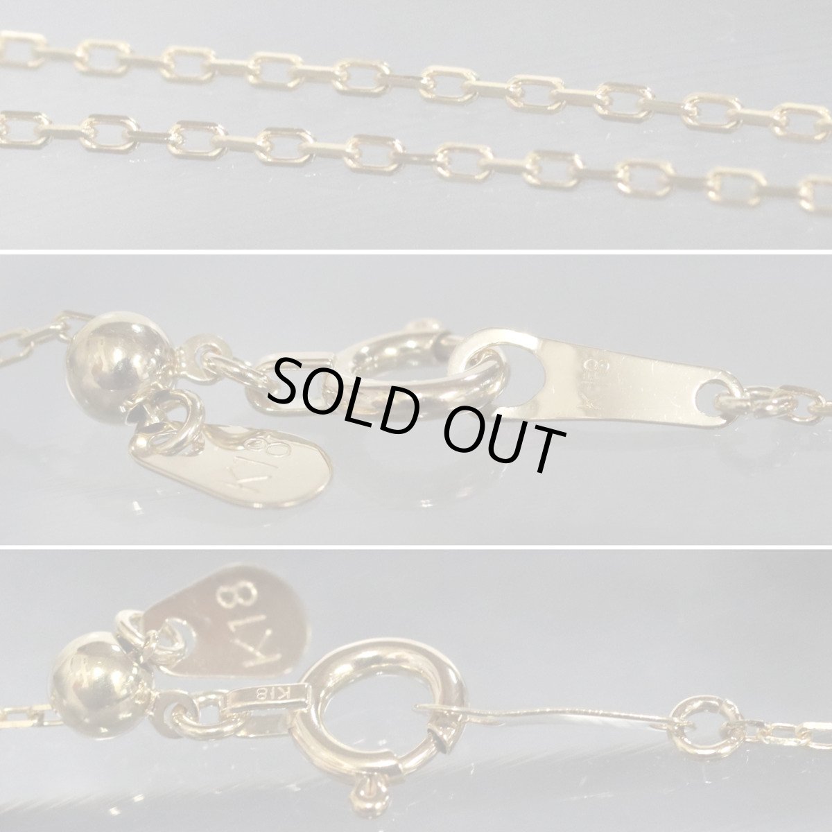 画像7: K18ダイヤモンドネックレス スマイルマーク サングラス D0.35 3.7g AJ付45cm (7)