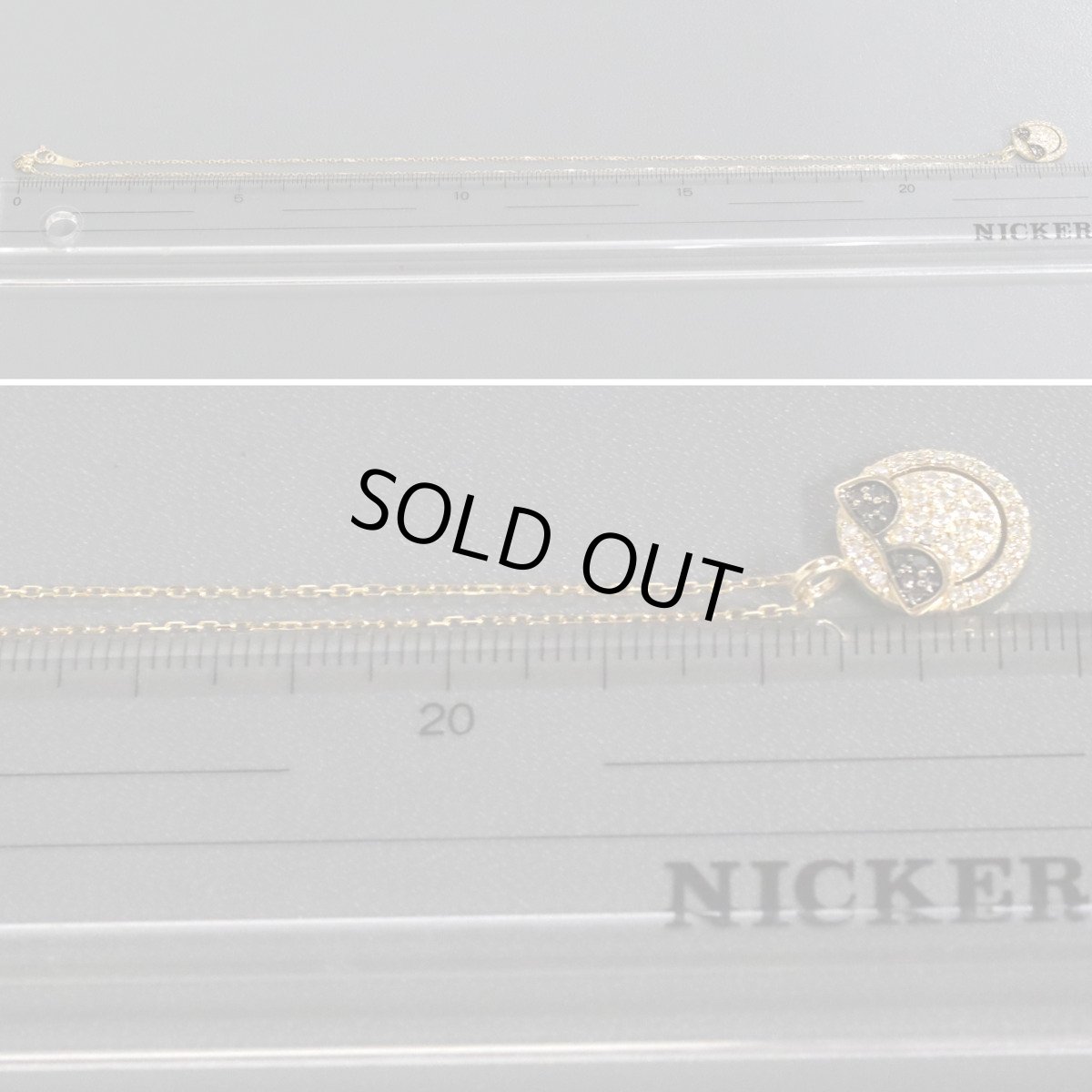 画像8: K18ダイヤモンドネックレス スマイルマーク サングラス D0.35 3.7g AJ付45cm (8)