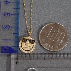 画像9: K18ダイヤモンドネックレス スマイルマーク サングラス D0.35 3.7g AJ付45cm (9)