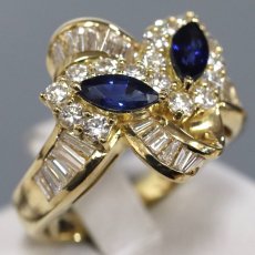 画像1: K18サファイアダイヤモンドリング S0.98 D1.32 9.4g #10 (1)