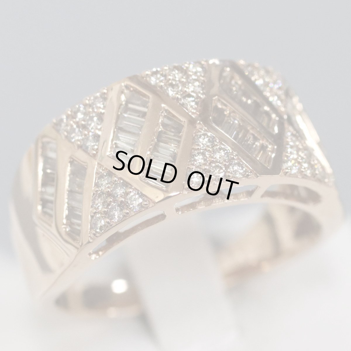 画像1: K18PGブラウンダイヤモンドリング D0.85 7.8g #19 ピンクゴールド ひし形 19号 (1)