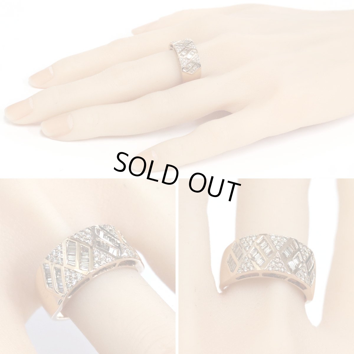 画像10: K18PGブラウンダイヤモンドリング D0.85 7.8g #19 ピンクゴールド ひし形 19号 (10)