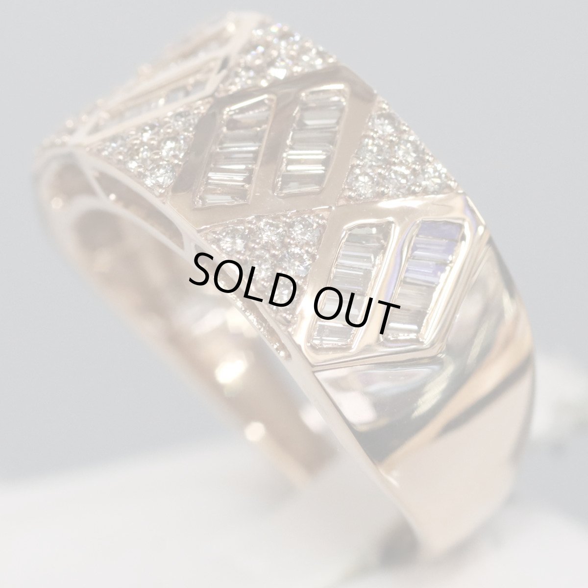 画像2: K18PGブラウンダイヤモンドリング D0.85 7.8g #19 ピンクゴールド ひし形 19号 (2)