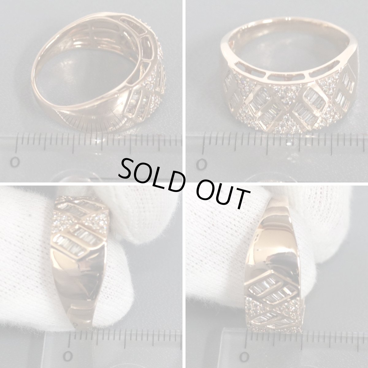 画像9: K18PGブラウンダイヤモンドリング D0.85 7.8g #19 ピンクゴールド ひし形 19号 (9)