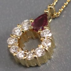 画像2: K18ルビーダイヤモンドネックレス R0.18 D0.28 3.0g 40cm (2)