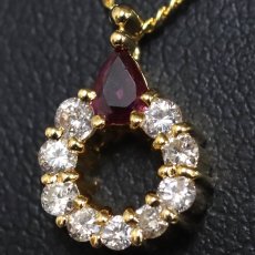 画像7: K18ルビーダイヤモンドネックレス R0.18 D0.28 3.0g 40cm (7)