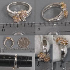 画像8: Pt900/K18ダイヤモンド/ピンクダイヤモンドリング フラワーモチーフ D0.80 4.6g #8 ソーティング (8)