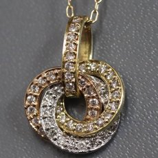 画像1: K18YG/PG/Pt900ダイヤモンドペンダント D0.35 3.8g AJ付45cm (1)