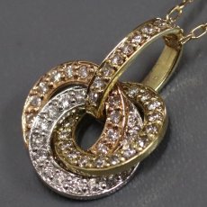 画像2: K18YG/PG/Pt900ダイヤモンドペンダント D0.35 3.8g AJ付45cm (2)