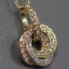 画像3: K18YG/PG/Pt900ダイヤモンドペンダント D0.35 3.8g AJ付45cm (3)
