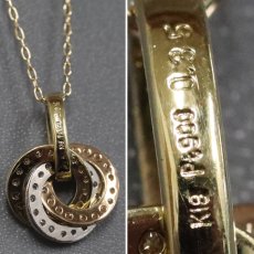 画像4: K18YG/PG/Pt900ダイヤモンドペンダント D0.35 3.8g AJ付45cm (4)