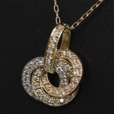 画像6: K18YG/PG/Pt900ダイヤモンドペンダント D0.35 3.8g AJ付45cm (6)