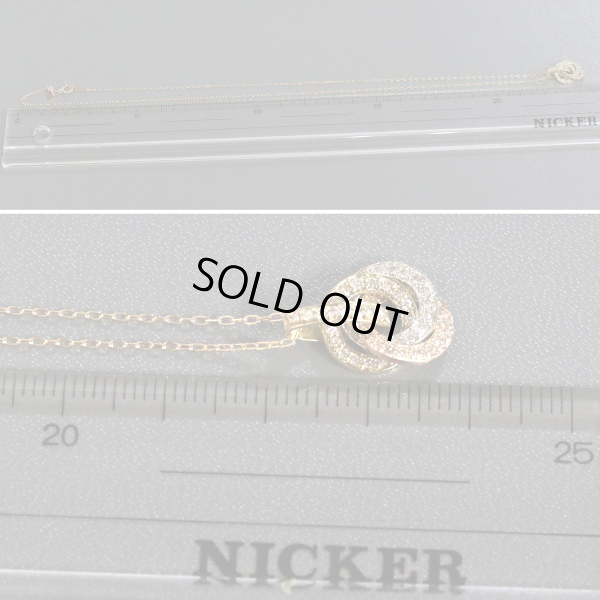 画像8: K18YG/PG/Pt900ダイヤモンドペンダント D0.35 3.8g AJ付45cm (8)