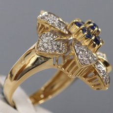 画像3: K18YG/WGサファイアダイヤモンドリング フラワーモチーフ S0.95 D0.45 11.0g #13.5 (3)