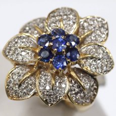 画像4: K18YG/WGサファイアダイヤモンドリング フラワーモチーフ S0.95 D0.45 11.0g #13.5 (4)