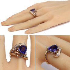 画像10: K18PGタンザナイトダイヤモンドリング TZ3.33 D0.26 0.07 0.10 9.2g #14.5 (10)