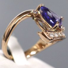 画像3: K18PGタンザナイトダイヤモンドリング TZ3.33 D0.26 0.07 0.10 9.2g #14.5 (3)