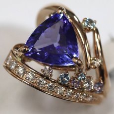 画像4: K18PGタンザナイトダイヤモンドリング TZ3.33 D0.26 0.07 0.10 9.2g #14.5 (4)