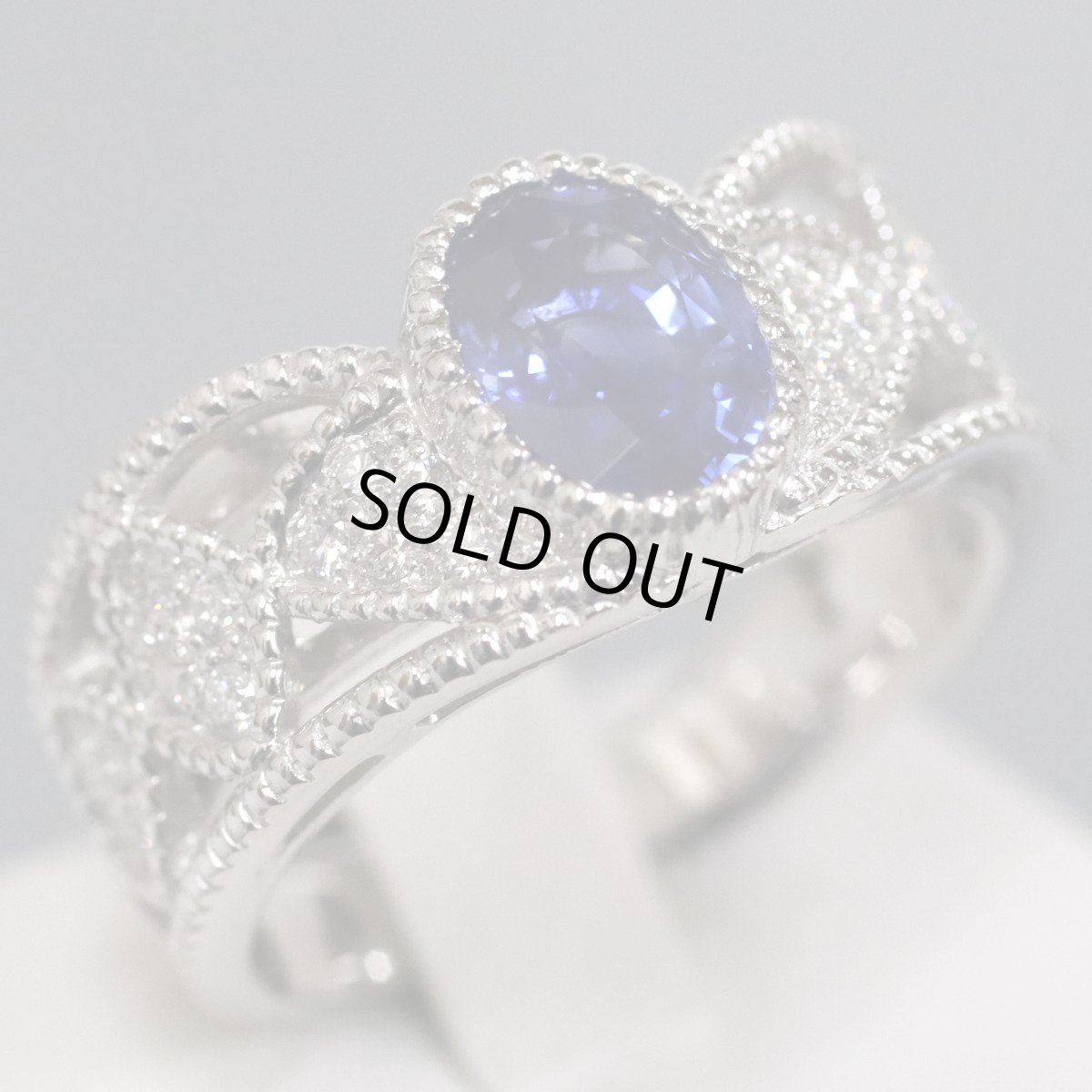 画像1: Pt900サファイアダイヤモンドリング S2.17 D0.33 11.8g #15 (1)