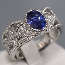 画像1: Pt900サファイアダイヤモンドリング S2.17 D0.33 11.8g #15 (1)