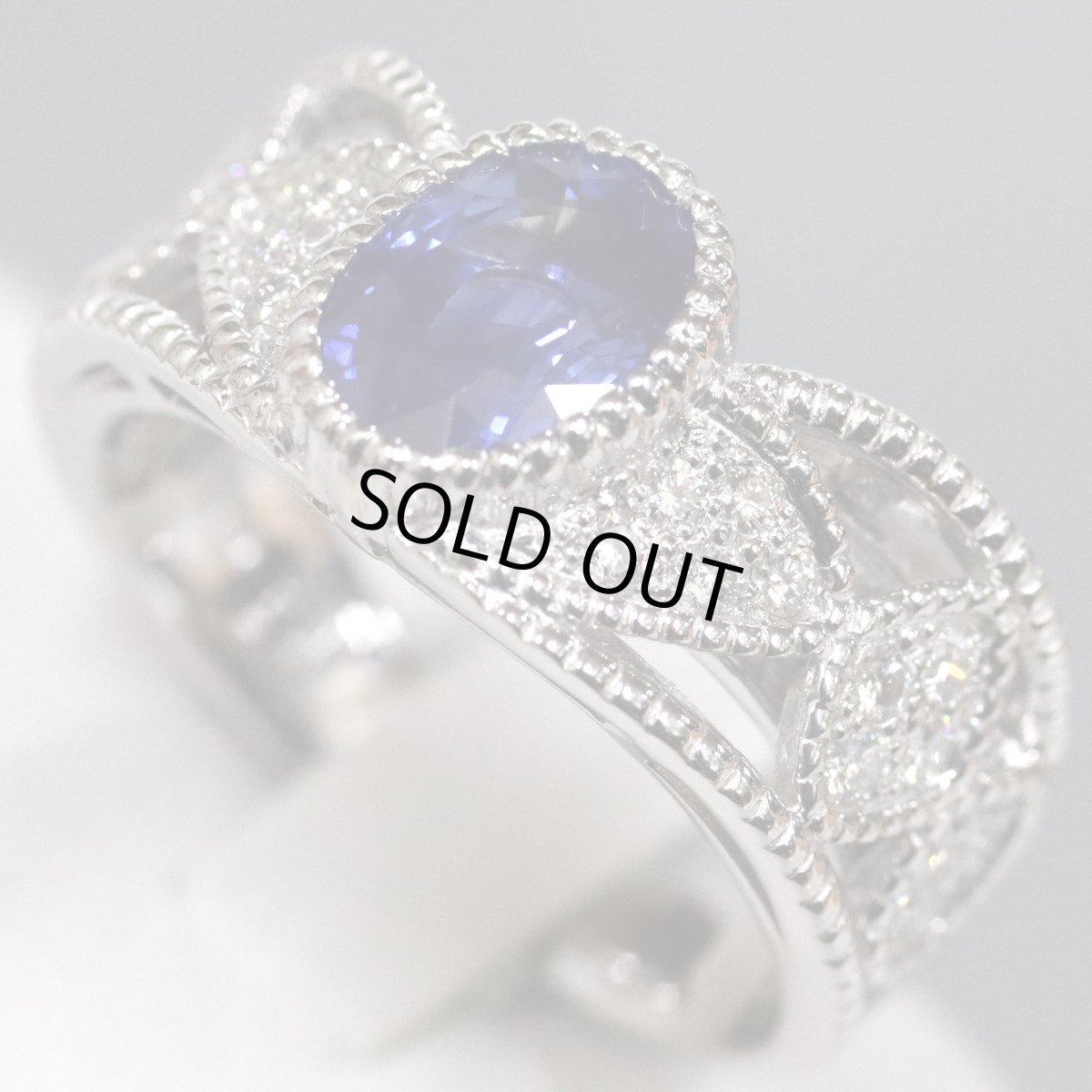 画像2: Pt900サファイアダイヤモンドリング S2.17 D0.33 11.8g #15 (2)