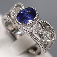 画像2: Pt900サファイアダイヤモンドリング S2.17 D0.33 11.8g #15 (2)