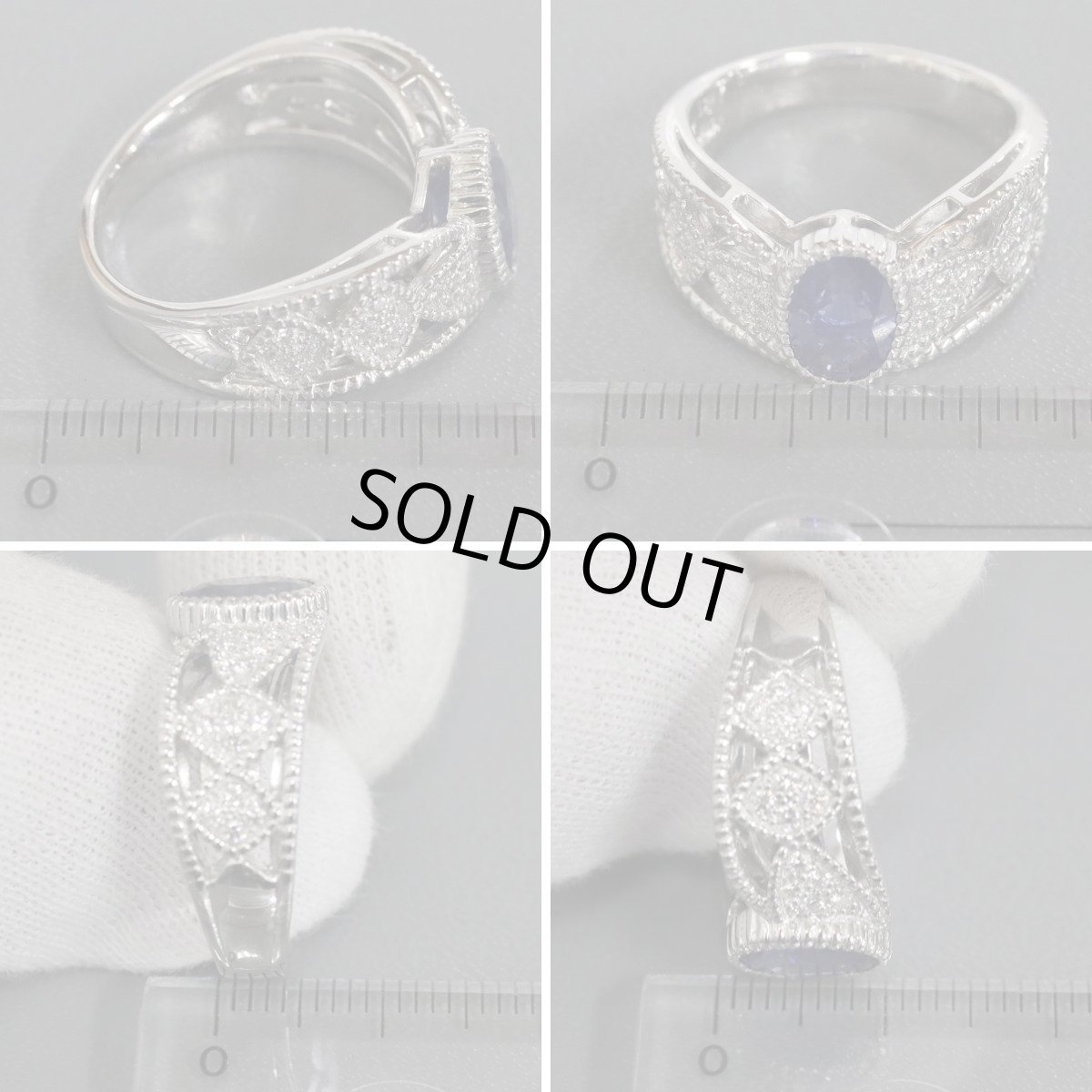 画像9: Pt900サファイアダイヤモンドリング S2.17 D0.33 11.8g #15 (9)