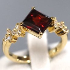画像1: K18ロードライトガーネットダイヤモンドリング D0.25 4.9g #11 ソーティング (1)