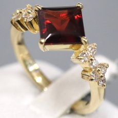 画像2: K18ロードライトガーネットダイヤモンドリング D0.25 4.9g #11 ソーティング (2)