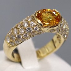 画像1: K18ゴールデンサファイアダイヤモンドリング GS1.858 D1.30 7.6g #12 ソーティング (1)