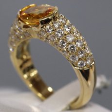 画像2: K18ゴールデンサファイアダイヤモンドリング GS1.858 D1.30 7.6g #12 ソーティング (2)