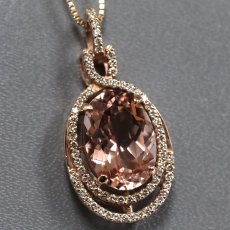 画像1: K18PGモルガナイトダイヤモンドペンダント M5.91 D0.48 8.6g AJ付45cm ソーティング (1)