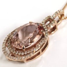 画像3: K18PGモルガナイトダイヤモンドペンダント M5.91 D0.48 8.6g AJ付45cm ソーティング (3)