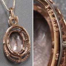 画像4: K18PGモルガナイトダイヤモンドペンダント M5.91 D0.48 8.6g AJ付45cm ソーティング (4)