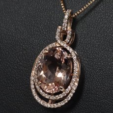 画像6: K18PGモルガナイトダイヤモンドペンダント M5.91 D0.48 8.6g AJ付45cm ソーティング (6)