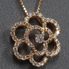 画像1: K18PGダイヤモンドペンダント フラワーモチーフ D0.45 4.0g AJ付45cm (1)