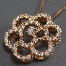 画像2: K18PGダイヤモンドペンダント フラワーモチーフ D0.45 4.0g AJ付45cm (2)