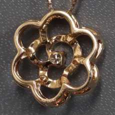 画像4: K18PGダイヤモンドペンダント フラワーモチーフ D0.45 4.0g AJ付45cm (4)
