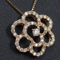 画像7: K18PGダイヤモンドペンダント フラワーモチーフ D0.45 4.0g AJ付45cm (7)