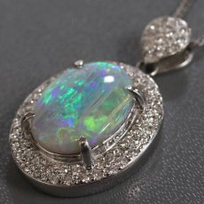 画像3: Pt900/850オパールダイヤモンドペンダント O3.66 D0.56 12.3g AJ付44cm ソーティング (3)