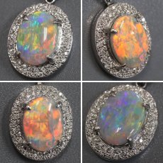 画像4: Pt900/850オパールダイヤモンドペンダント O3.66 D0.56 12.3g AJ付44cm ソーティング (4)