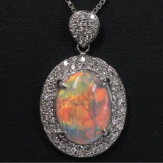 画像7: Pt900/850オパールダイヤモンドペンダント O3.66 D0.56 12.3g AJ付44cm ソーティング (7)