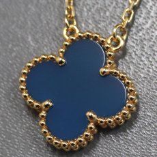 画像2: ヴァンクリーフ&アーペル ヴィンテージアルハンブラネックレス ブルーアゲート 750YG 5.1g(VCARP9SY00)内外箱 保証書 (2)