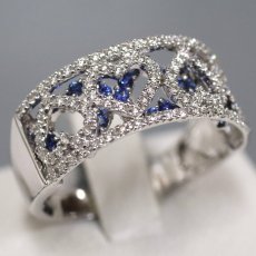 画像1: 750サファイアダイヤモンドリング ハートモチーフ S0.63 D0.30 4.7g #16 (1)