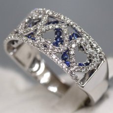 画像2: 750サファイアダイヤモンドリング ハートモチーフ S0.63 D0.30 4.7g #16 (2)