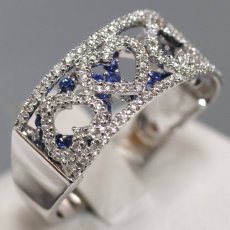 画像3: 750サファイアダイヤモンドリング ハートモチーフ S0.63 D0.30 4.7g #16 (3)