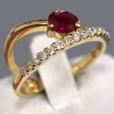 画像1: K18ルビーダイヤモンドリング R0.50 D0.30 4.0g #11.5 (1)