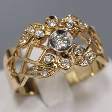 画像1: K18/Pt900ダイヤモンドリング D0.23 4.4g #11.5 (1)