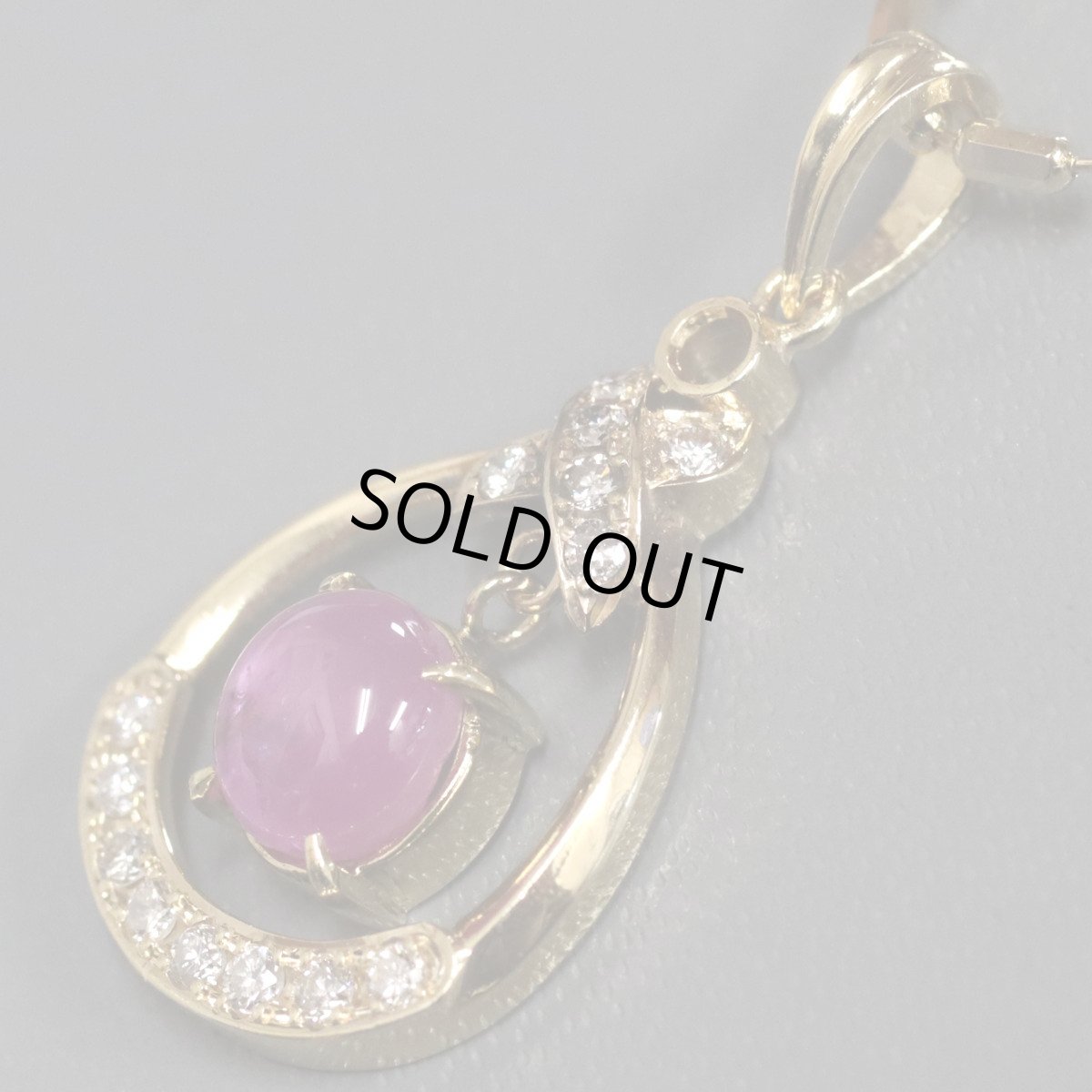 画像2: K18ピンクスターサファイアダイヤモンドペンダント PS1.67 D0.21 6.0g 41cm ソーティング (2)